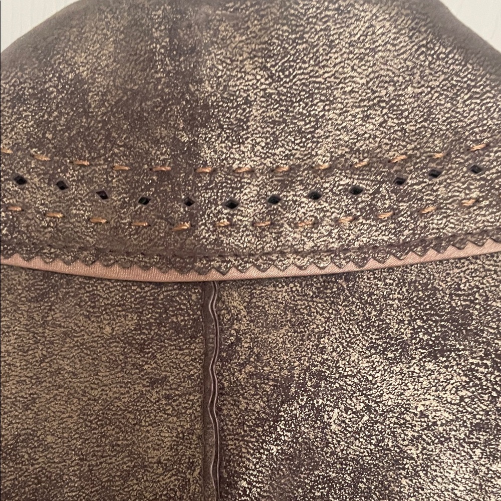 Pamela McCoy Leather Bronze Trench Coat - Picture 9 of 13
